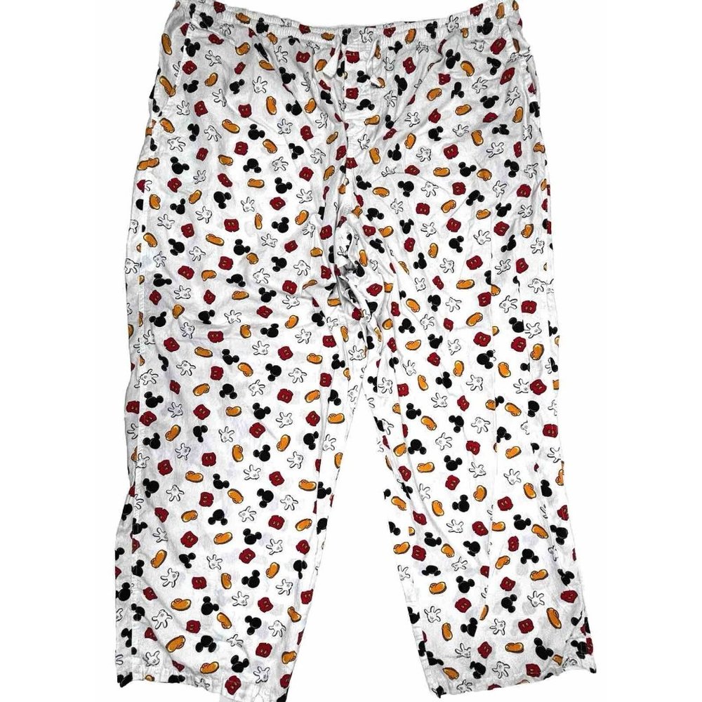 Disney Parks Mickey Mouse Print Pajama Bottoms XXXL Pants Lounge White EUC - Picture 1 of 8